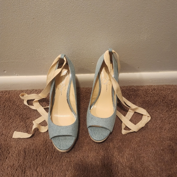 Jessica Simpson Womens Zavida Ankle Strap Wedge Sandals, Sz 8.5 - Picture 1 of 5